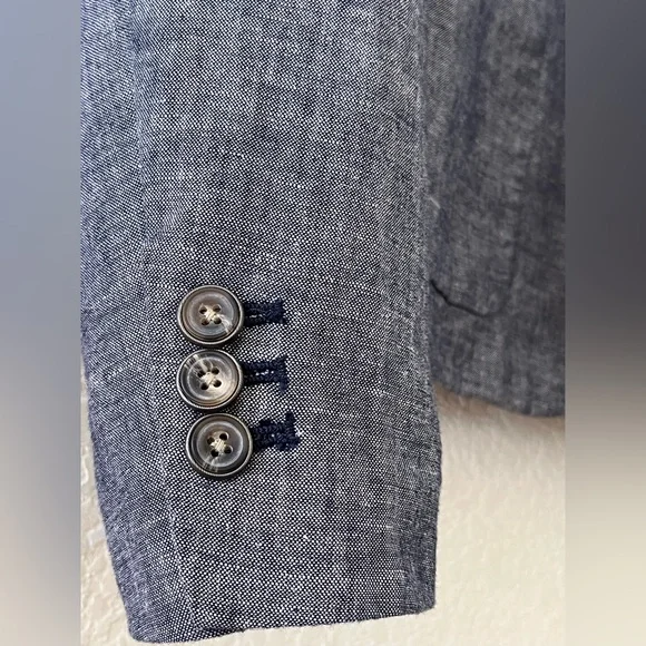 Gap Denim Linen-Cotton Blazer. Size: 4 Color : Denim blue - Picture 6 of 10